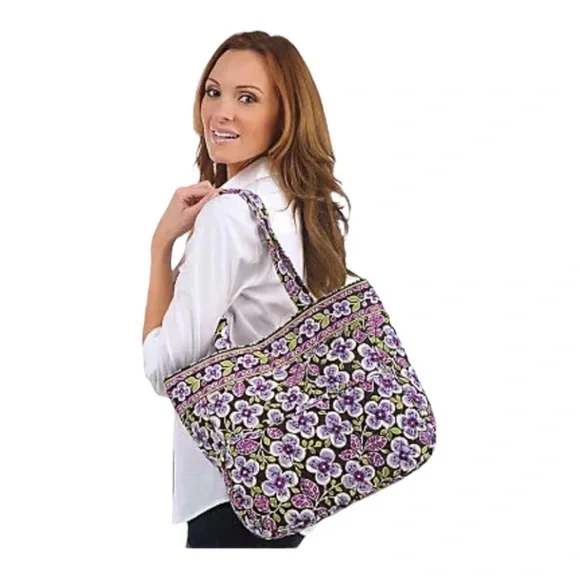 Vera Bradley Signature Print 3 Pocket Tote in Plum Petals - Picture 7 of 7